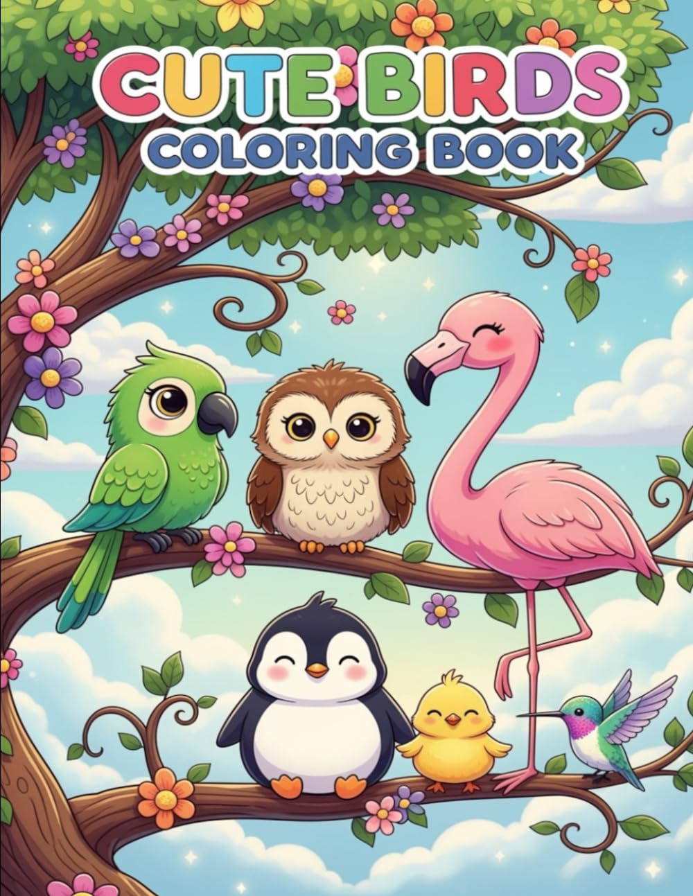 Cute Birds Coloring Book: Kawaii Feathered Friends for Kids & Adu (Cute Kawaii Coloring Books for Kids, Teens & Adults)