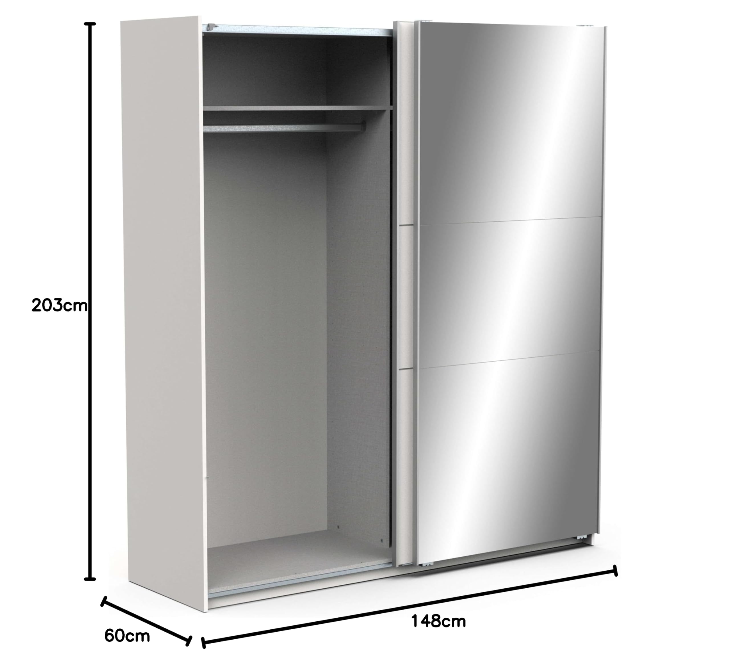 Miroytengo Armario con Espejo Ghost Alto Dormitorio Moderno Color Blanco Mate 203x178 cm