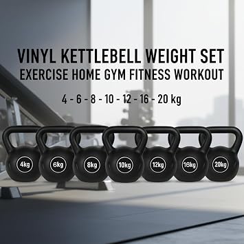 Vinyl Kettle bell Weight Set Exercise Home Gym Fitness Workout 4-20kg |Vinyl & Cast Iron Kettle bells Correct Shape And Size | Home And Gym Fitness Workout