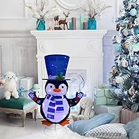 Vista 3 de Pingüino iluminado para decoración de Navidad al aire libre, pingüino emergente para decoración al aire libre, 60 luces preiluminadas, decoraciones