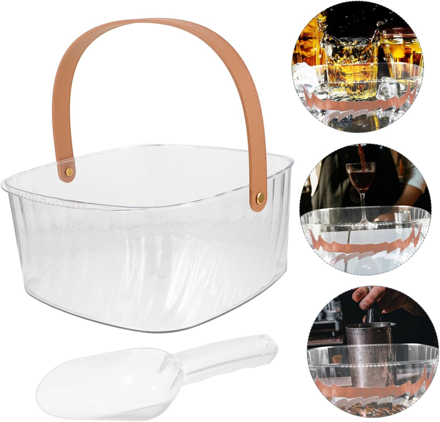 Insulated Ice Bucket Storage Basket Large Capacity Plastic Wine Cooler Box Handles for Parties Events