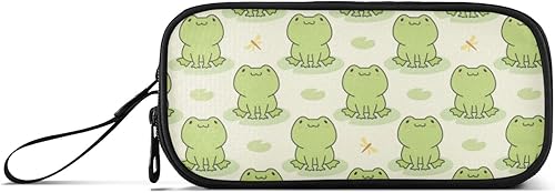 Miniatura 8 de MNSRUU Estuche grande para lápices, estuche estético con diseño de rana linda, organizador de marcadores, caja de lápices para niñas, niños y adultos
