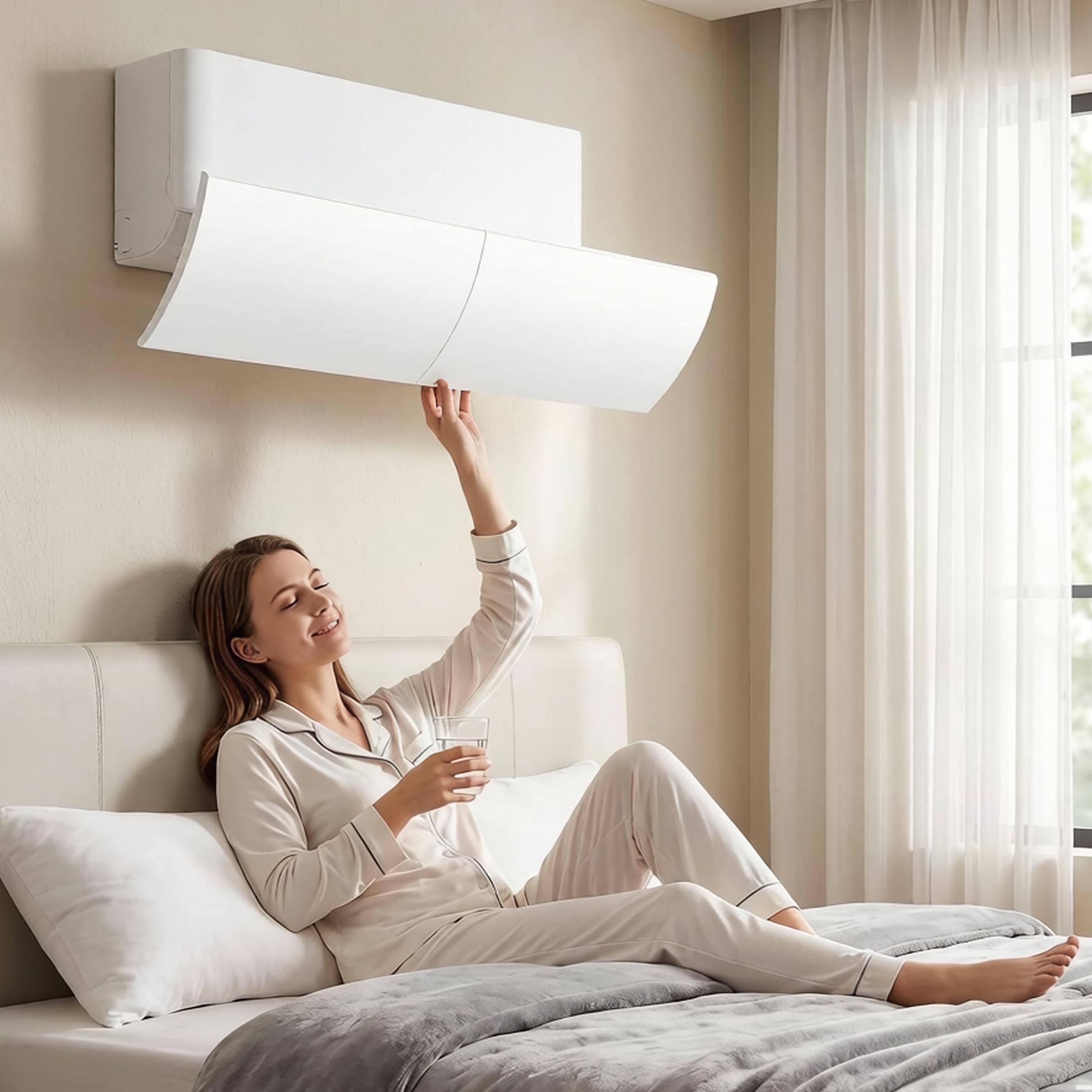 Deflector de ventilación de CA retráctil sin taladros y sin herramientas: deflector de soplado antidirecto para la mayoría de las unidades de aire acondicionado 22, 83-37, 80 (blanco)