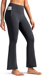 Dreamlux No Front Seam Flare Leggings for Women, High Waist Yoga Pants with Pocke 27.5"/ 29.5"/ 31.5"