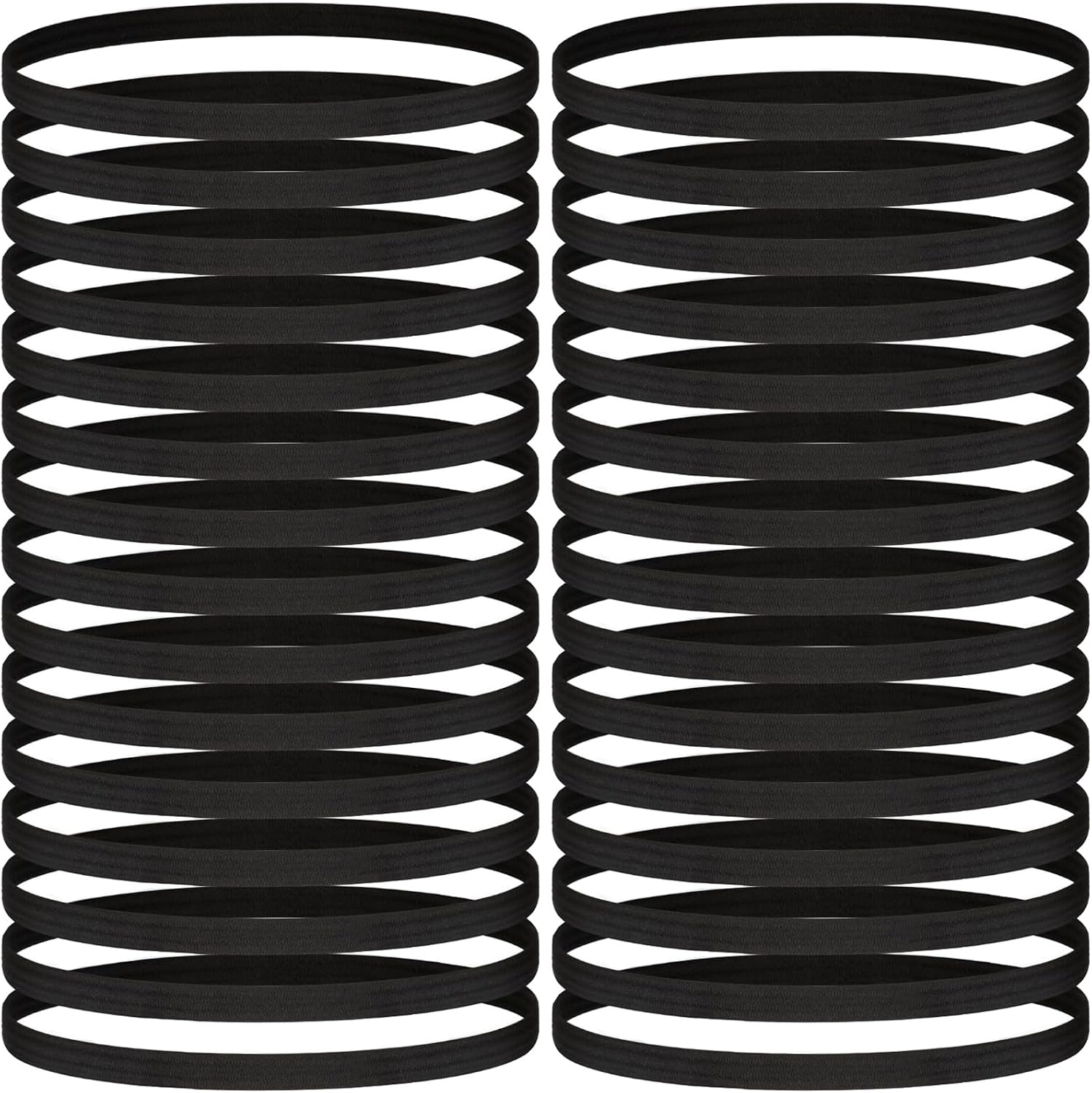 WILLBOND 30 Pieces Thin Sports Elastic Headbands Exercise Skinny Athletic Hair Bands No Crease Soft Anti Slip Sweatbands for Men and Women Workout Running Basketball Football Soccer Tennis Yoga