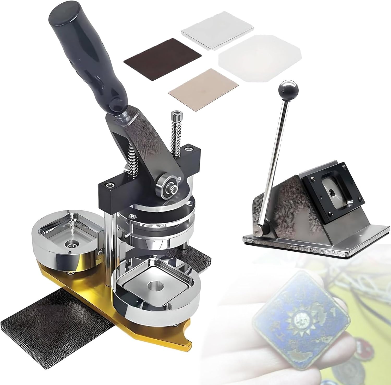 Fridge Magnet Machine Badge Maker Machine,DIY Square Fridge Magnet Badge Button,2in/5cm Fridge Magnet Making Machine with 100 Sets of Consumables, with Paper Cutter, Team Badge