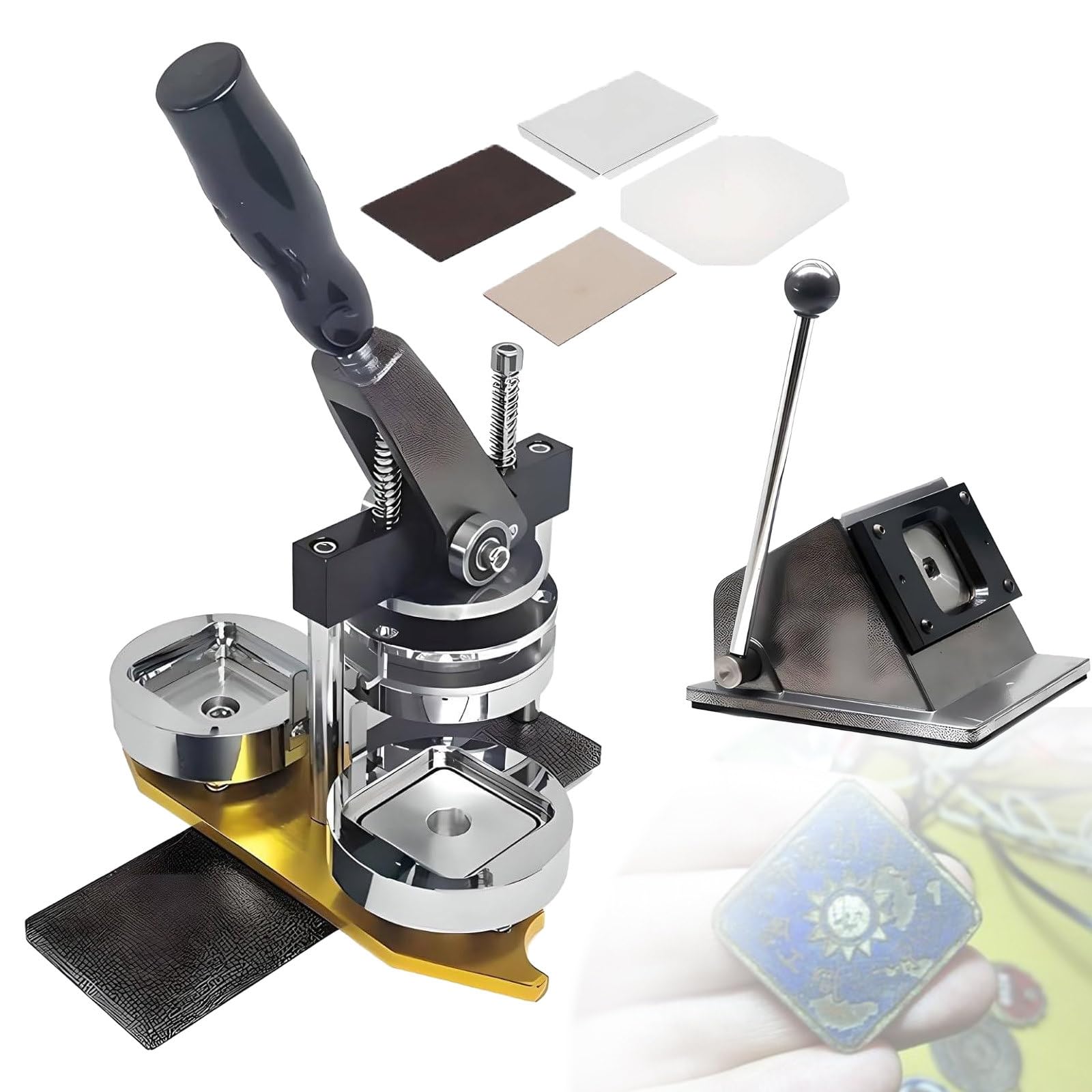 JYBNBBE Badge Maker Machine,DIY Square Fridge Magnet Badge Button,2in5cm Fridge Magnet Making Machine with 100 Sets of Consumables, With Paper Cutter, Team Badge