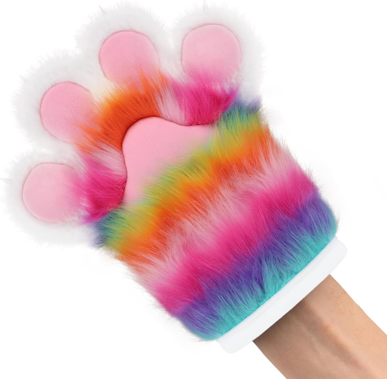 HAOAN Furry Faux Fur Fox Cat Paws Gloves Animal Fursuit Mittens Halloween Christmas Cosplay Costume Props