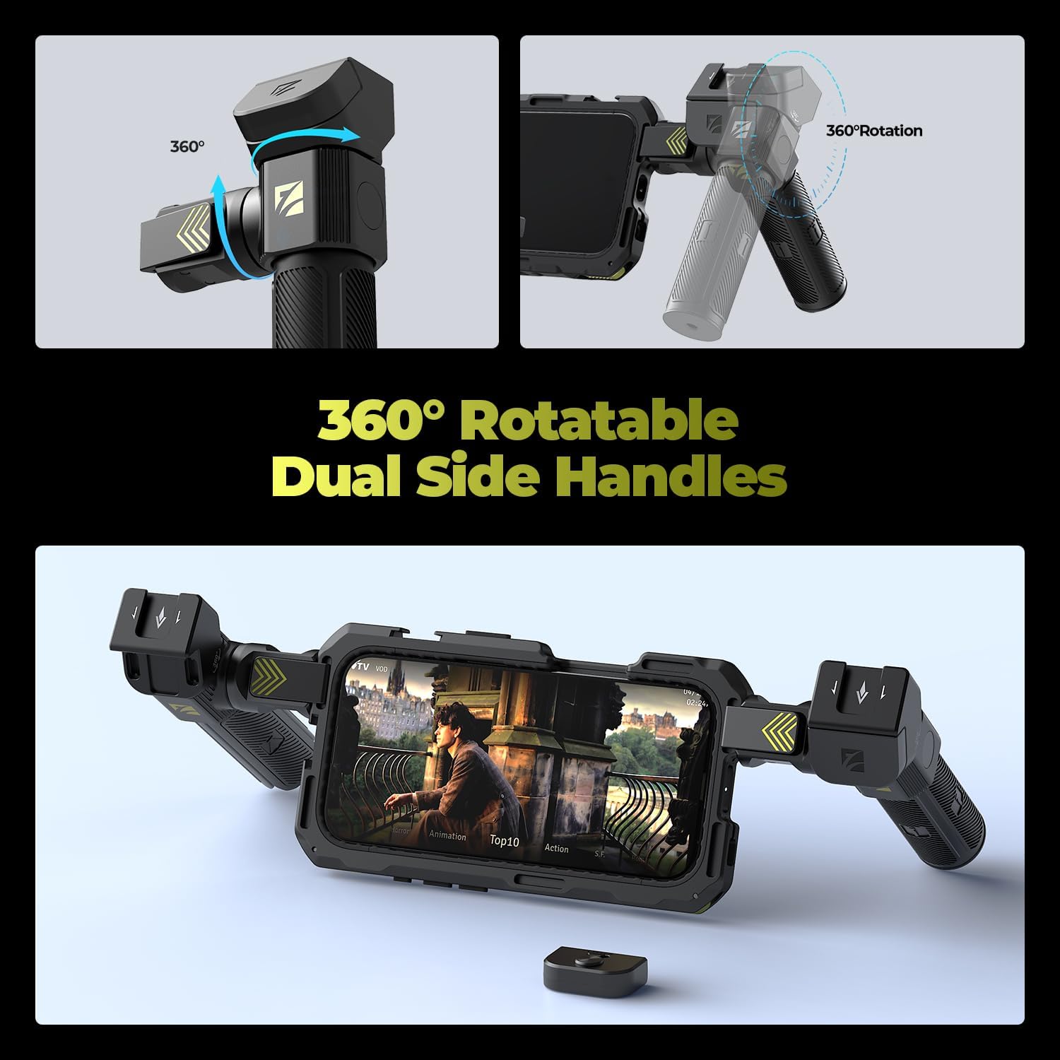 Freewell Genius Rig Cage for iPhone 17 Pro Max - Tool-Free Setup, Multifunctional Tripod and Monopod Handles, Bluetooth Remote