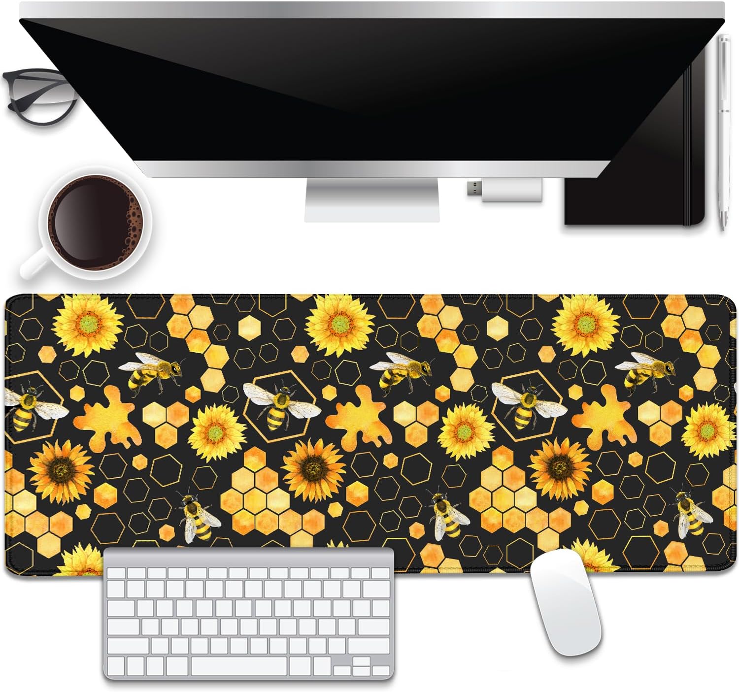 Mouse Pad Mouse Mat Large,Stitched Edges Non-Slip Waterproof Rubber Base Mouse Mat for Office Home Work Gaming(31.5X11.8 in) (Car)
