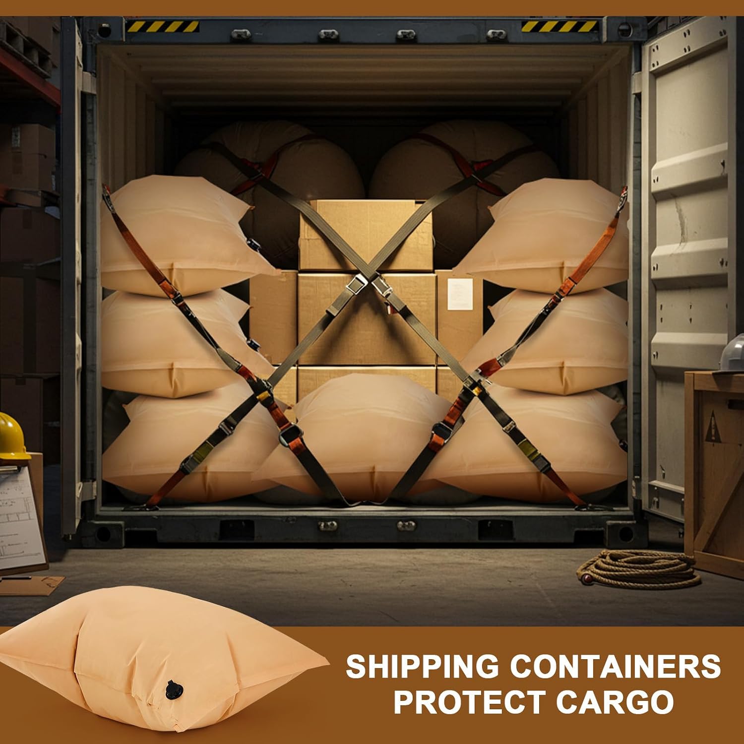 5 Pack 36" x 48" Dunnage Airbags Inflatable Reusable Polypropylene Fill Trucks and Intermodal Shipments Eliminating Empty Spaces Prevent Cargo Movement for Container Loading