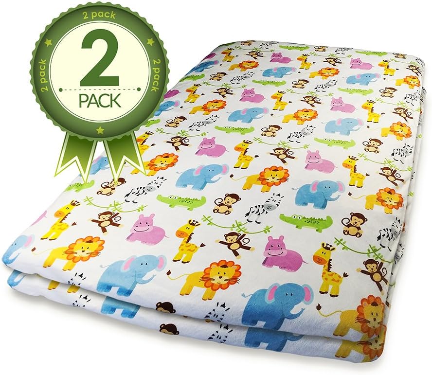 Pack N Play Fitted Crib Sheets 2 Pk Jungle Animal Print