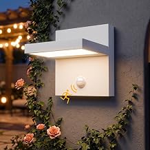 Waterproof Adjustable LED Motion Sensor Outdoor Wall Light for Porch, Garage, Patio, White