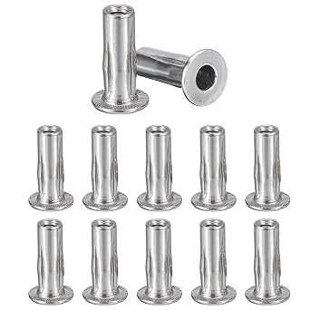 M6 Multi-Grip Rivet Nuts, 12pcs Pre-Bulbed Shank Flat Head Threaded Insert Nut 304 Stainless Steel Plus Nuts Construction Fasteners for Industrial
