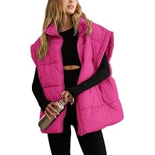 APAFES Women Winter Oversized Puffer Vest Quilted Lightweight Stand Collar Sleeveless Padded Puffy Jackets Coat with Pockets