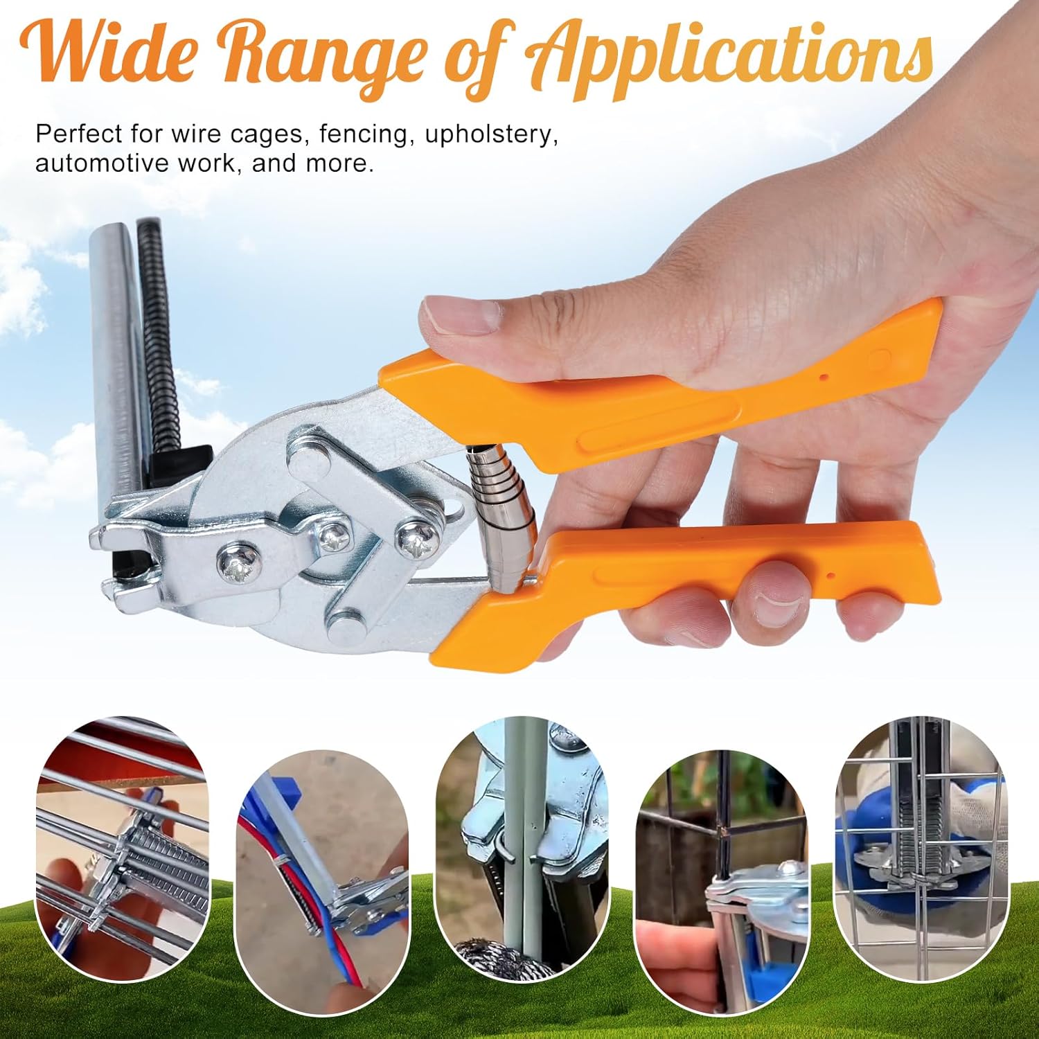 Type M Nail Ring Pliers With 3600pcs M Clips, Hog Ring Pliers Fencing clamp Wire Cage Building Tool Fence Panel Fastening Repair, Upholstery Installation (pliers and 3600pcs clips)