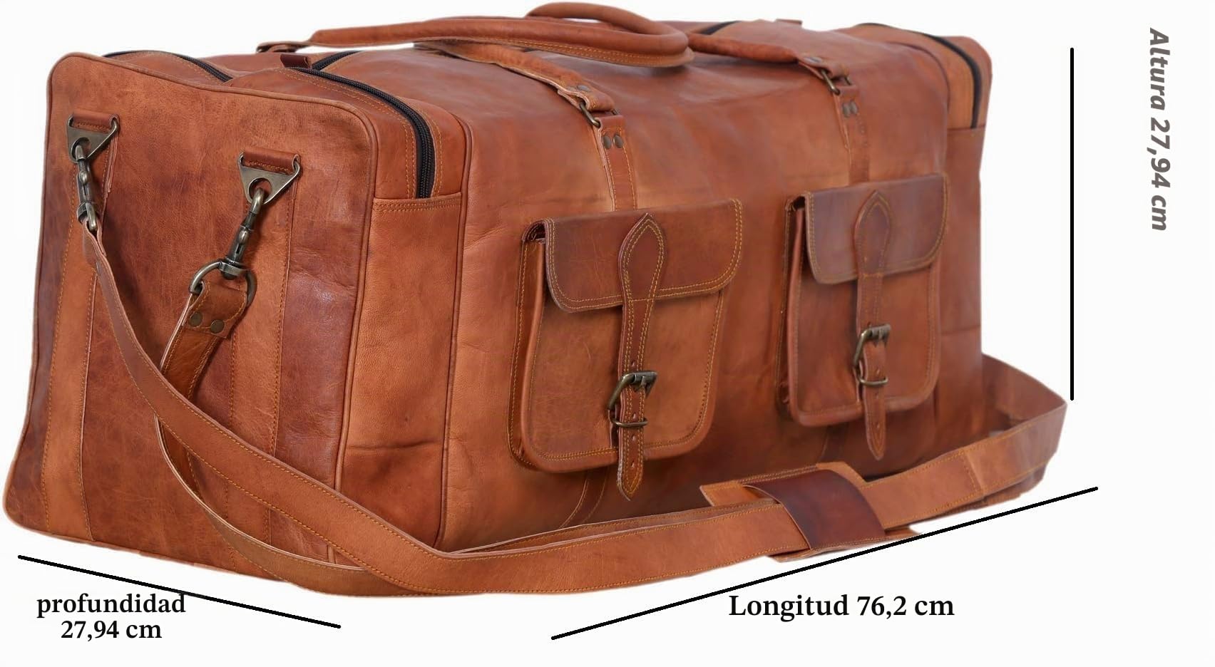 Bolsas de lona grandes hechas a mano para hombre, bolsa de viaje de piel, bolsa de viaje durante la noche, gimnasio, deportes, fin de semana, gimnasio, senderismo, vintage, tamaño extra grande, Brown,