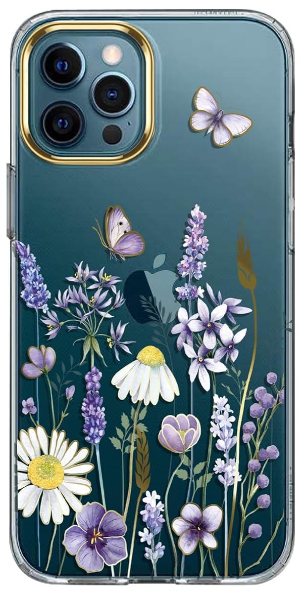 luolnh Compatible with iPhone 11 Pro Case with Blue Purple Wildflowers - Shockproof Clear Floral Hard Cover 5.8 inch by luolnh - Used condition - CA$8.21