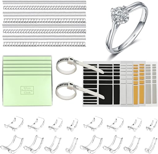 Réducteurs De Taille De Bague - Lot De 13 (spirales + Ajusteurs Transparents) - Pour Bagues Trop Larges Hommes/femmes - Silicone Discret