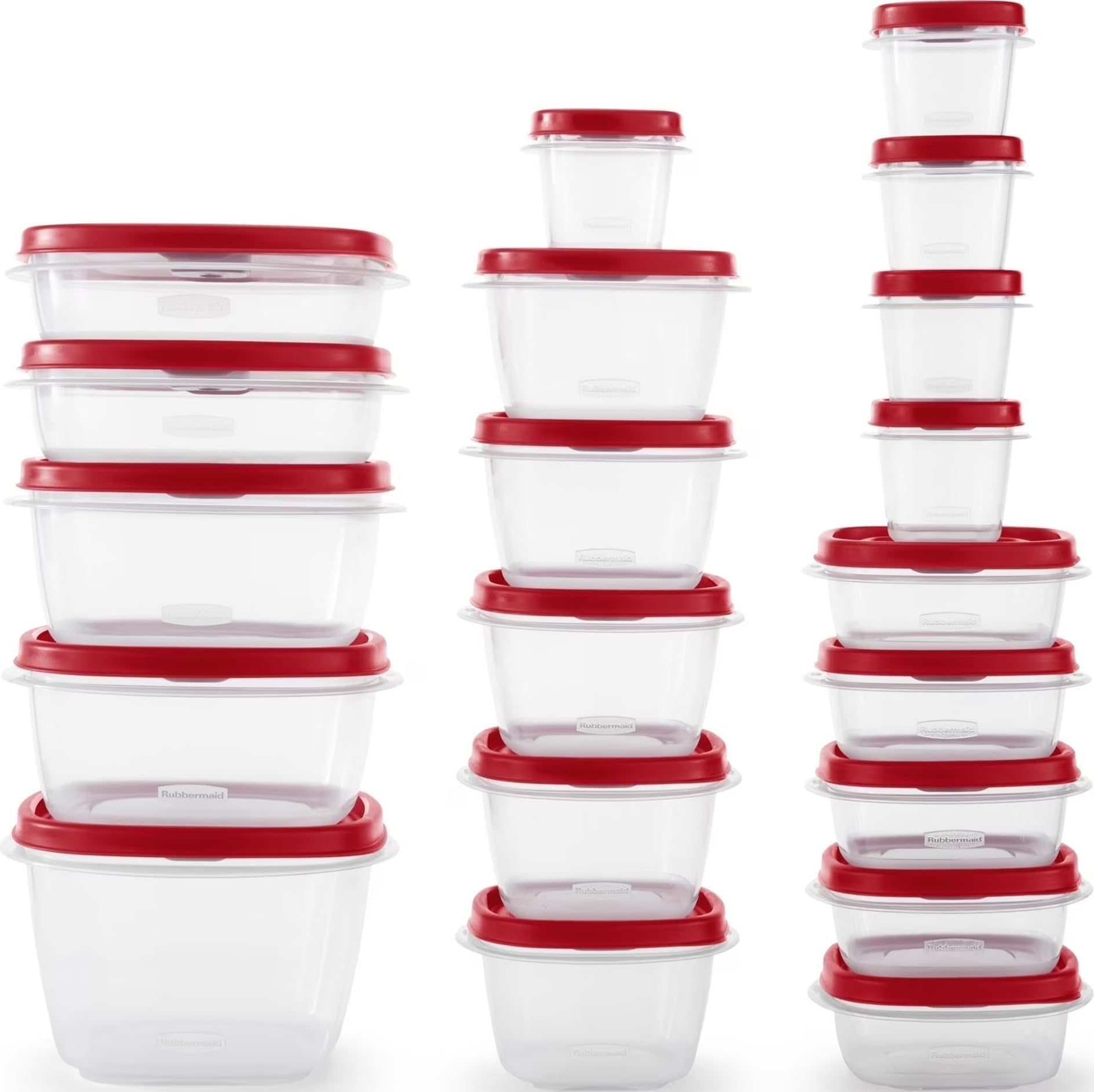 42-Piece Food Storage Containers with Lids | Clear Plastic Stackable Kitchen Organization with Microwave Vented Snapping Cover