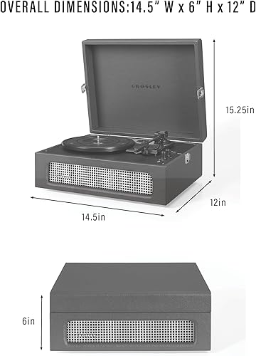 Miniatura 17 de Crosley CR8017B-BU Voyager - Tocadiscos portátil clásico de vinilo con Bluetooth de entrada/salida y altavoces integrados, color burdeos