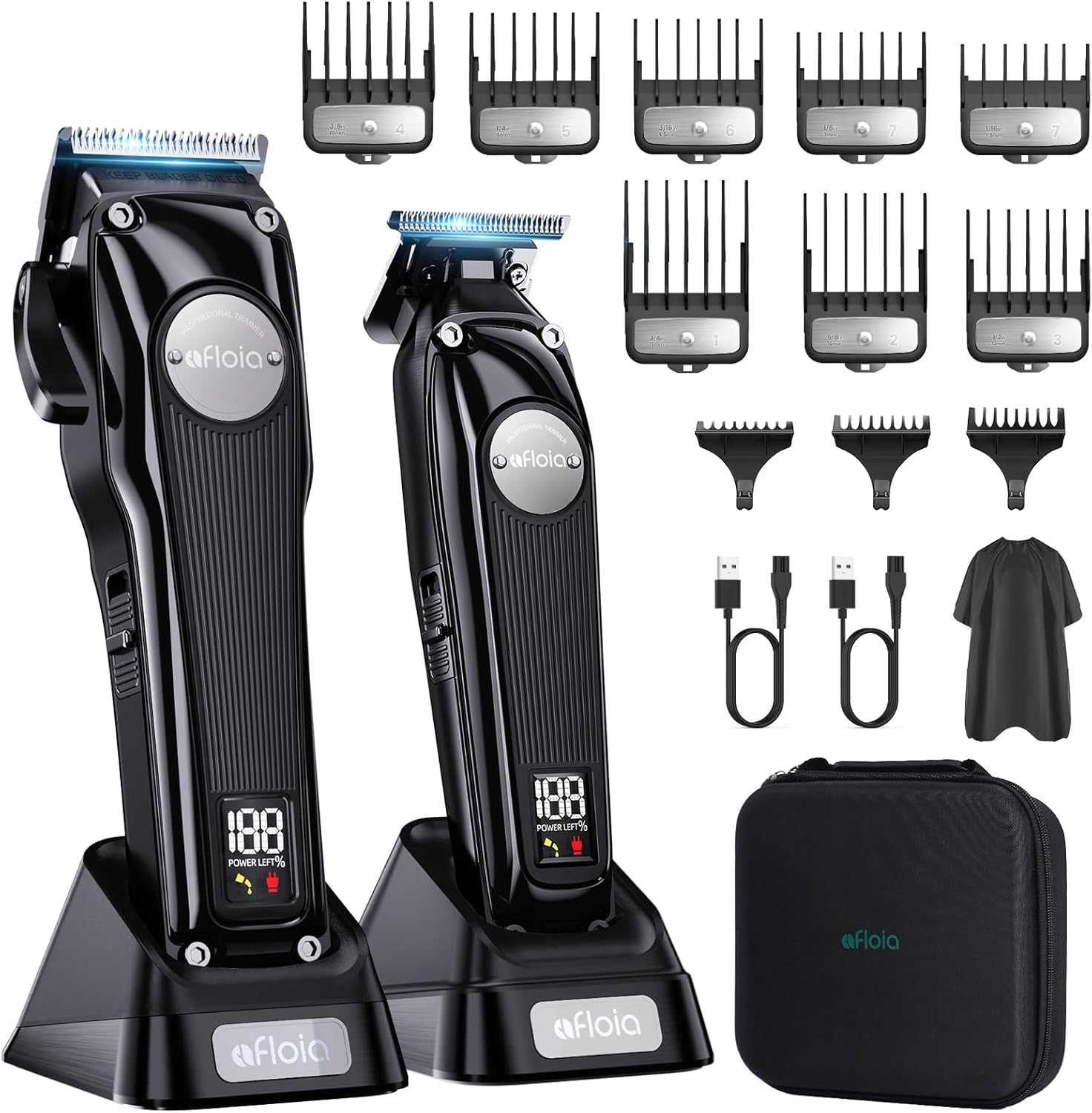Professional Hair Clippers Trimmer for Men - Cordless Barber Clippers Set with High Torque Brushless Motor & DLC Coated Detachable Blade& Charging Stand, Premium Gifts for Men