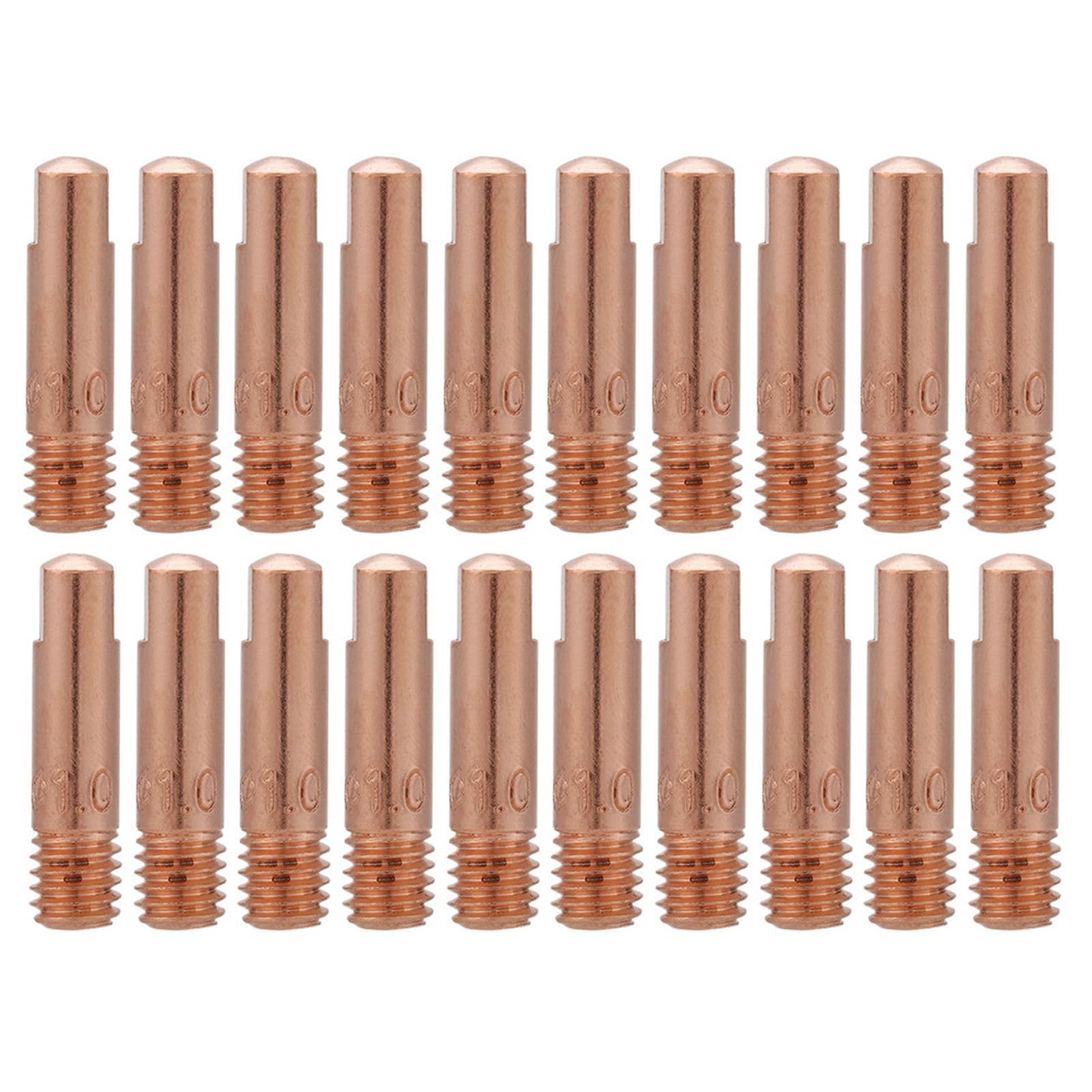 Wakects Punta di Contatto in Rame da 20 Pezzi, Punta di Contatto per Saldatura in Rame Rosso per Binzel 15AK MIG, Dimensioni 0,8 Mm, Materiali di Consumo Durevoli e Resistenti Alle Alte Temperature
