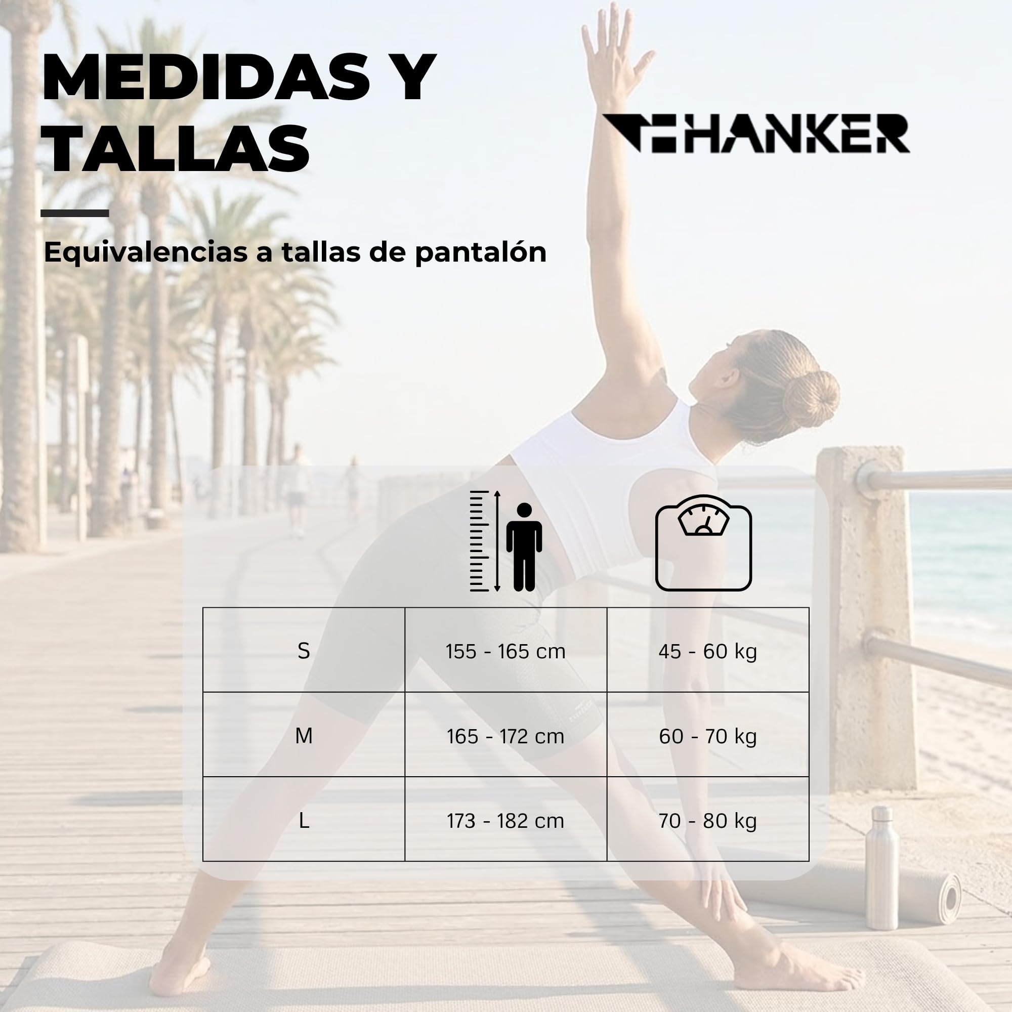 HANKER Mallas Cortas de Mujer Compresivas de Cintura Alta y Tejido Termorregulador para Yoga, Fitness y Pilates