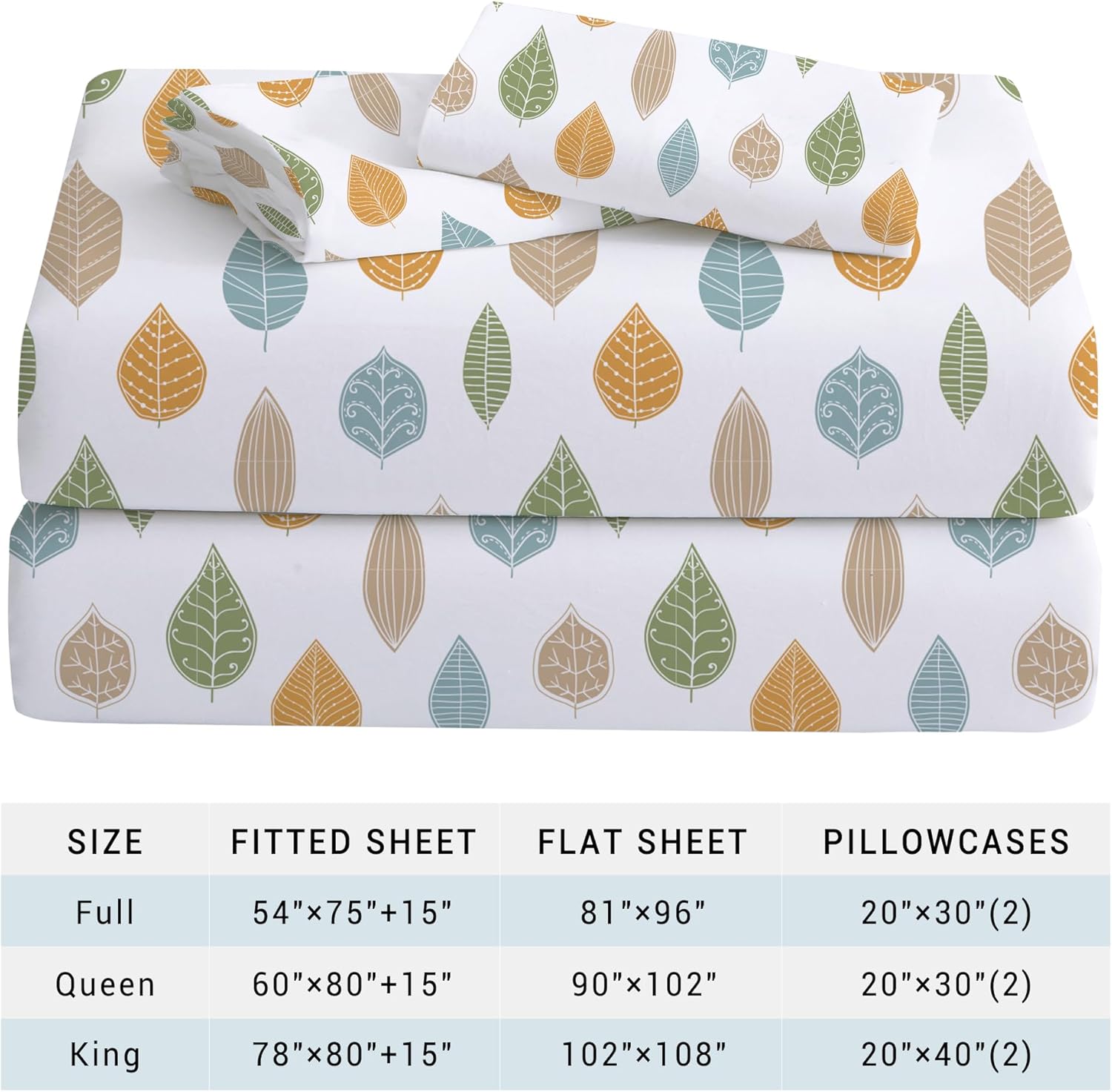Viviland Floral Twin Sheet Set - 3 Piece Vintage Leaves Patterned Bed Sheets - Soft, Breathable Microfiber Boho Sheets with Deep Pocket, Non-Slip Fitted Sheets & Pillowcases - Image 7