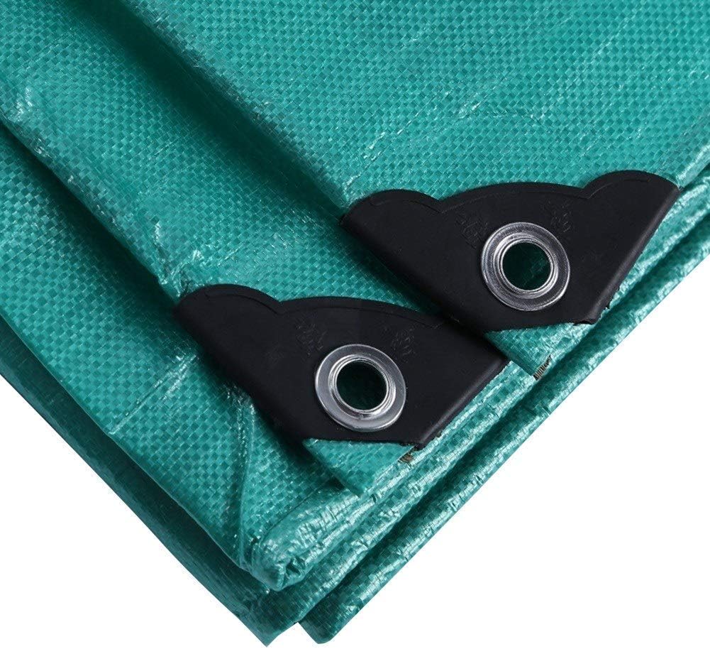 FXBZA Tarpaulin Waterproof Heavy Duty Windproof Dust Cover Cold Resistant Metal Eyelet Free Rope Outdoor Car Cover Boat, 14 Sizes (Color : Green, Size : 4x6m)