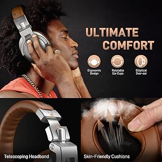 MAONO Professional Studio Monitor & Mixing DJ Headphones - Over Ear Closed Back Stereo Wired Headphones for Guitar AMP, Podcast, Recording, Streaming, PC, Music Production, Keyboard, MH700 Silver