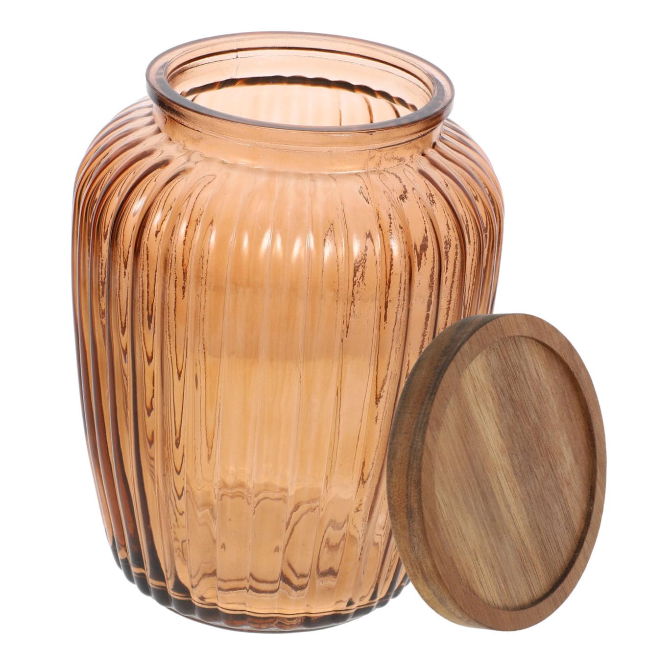 Cabilock Luftdichter Kaffeebehälter aus Glas mit Holzdeckel Transparentes Vorratsglas für Trockenlebensmittel Hülsenfrüchte und Getreide