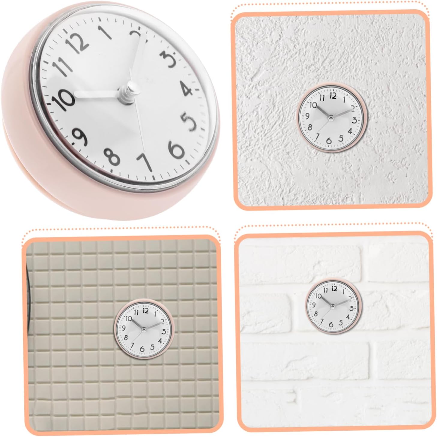 Waterproof Shower Wall Clock Beige with Suction Cup, Plastic