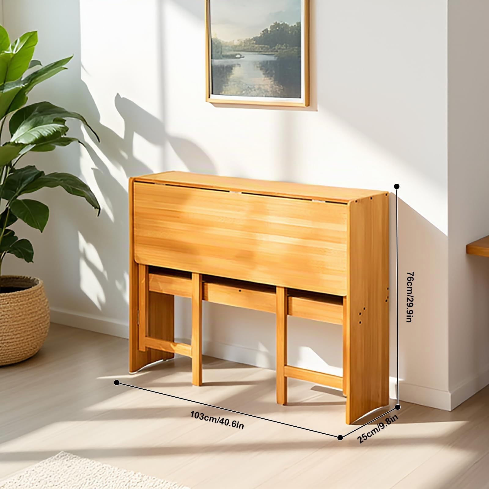 Schreibtisch Klappbar mit Bücherregal, 104 x 53 cm