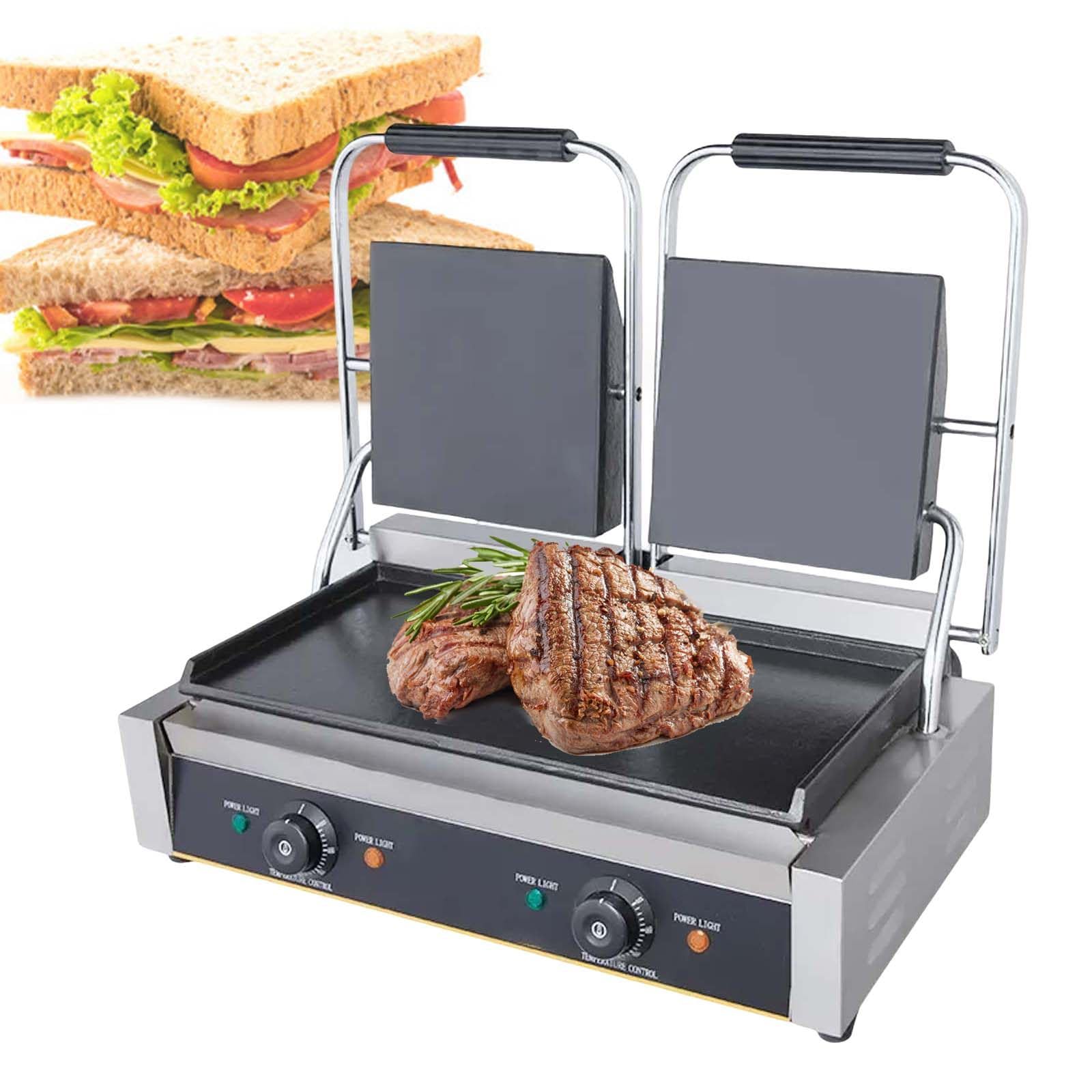 Komercyjna maszyna do opiekania kanapek, składany elektryczny grill kontaktowy o temperaturze 180°, dla początkujących i profesjonalistów, grill stołowy, 50–300°C, do mięs (19inx9inFlat)