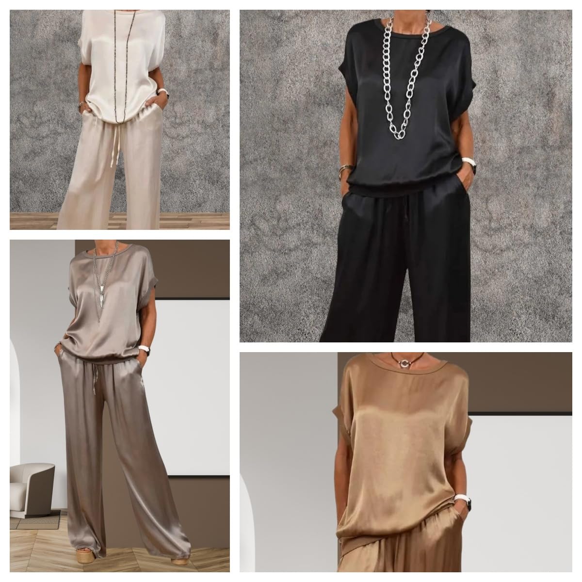 Set Coordinati Da Donna In Raso Di Seta, 2 Pezzi, Tuta, Completo Da Donna, Pigiama, Abbigliamento Da Casa, Abbigliamento Da Notte, Tempo Libero, Estate, Autunno.