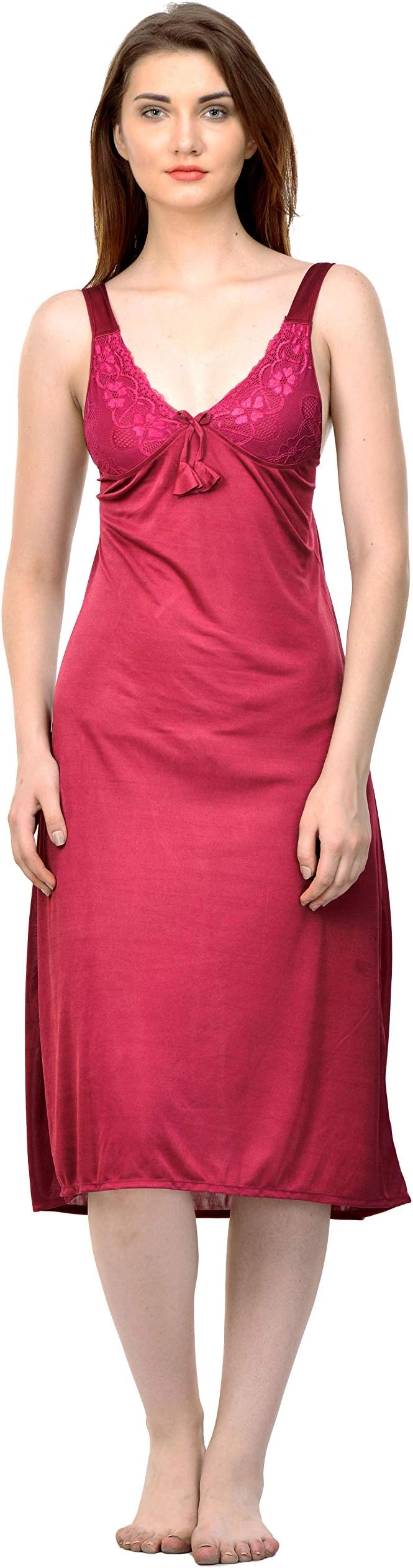 Women's Satin Solid Midi Nightdress