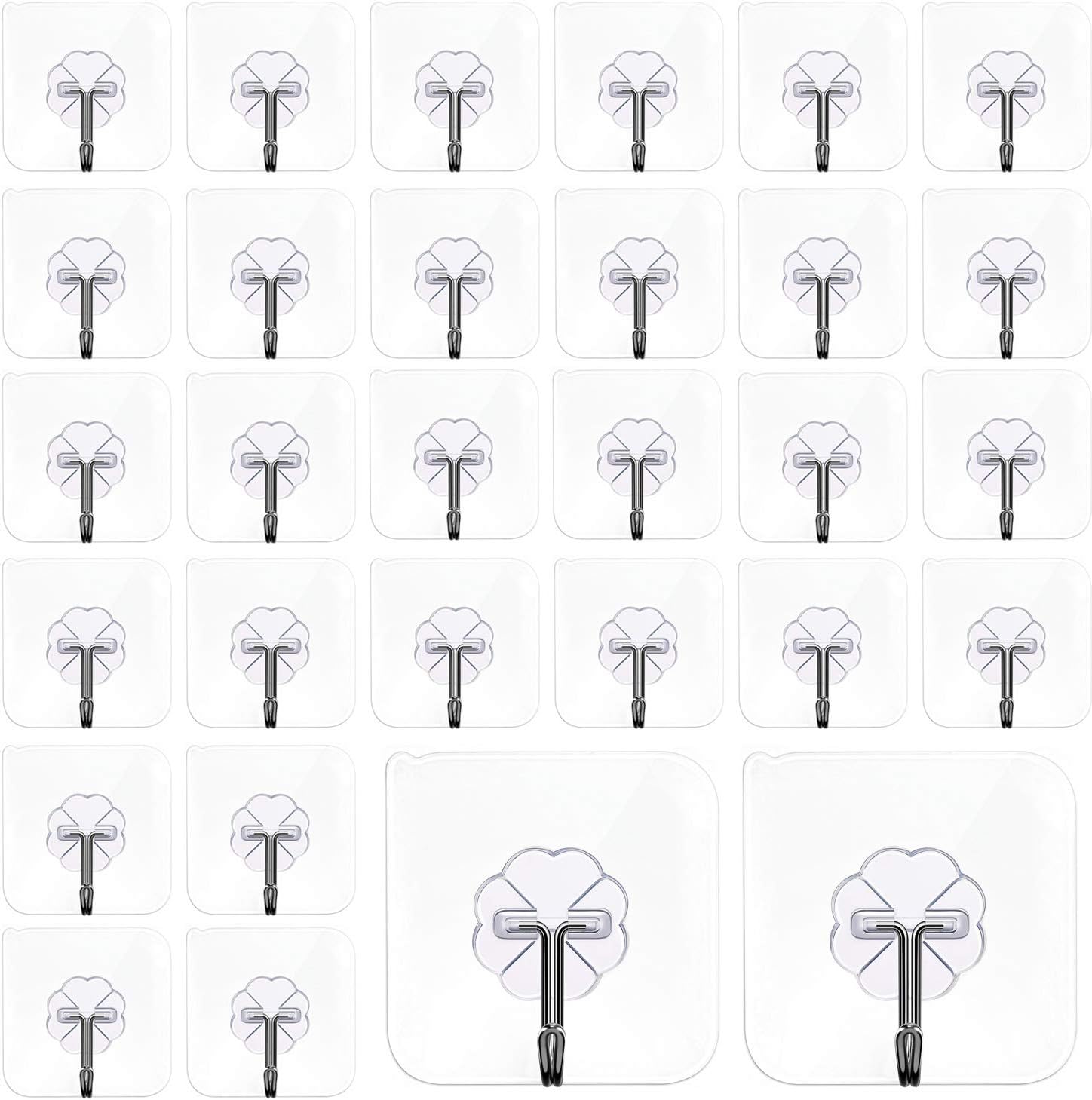 Mlici Adhesive Hooks Wall Hooks, 24 Pack Clear Hooks Transparent