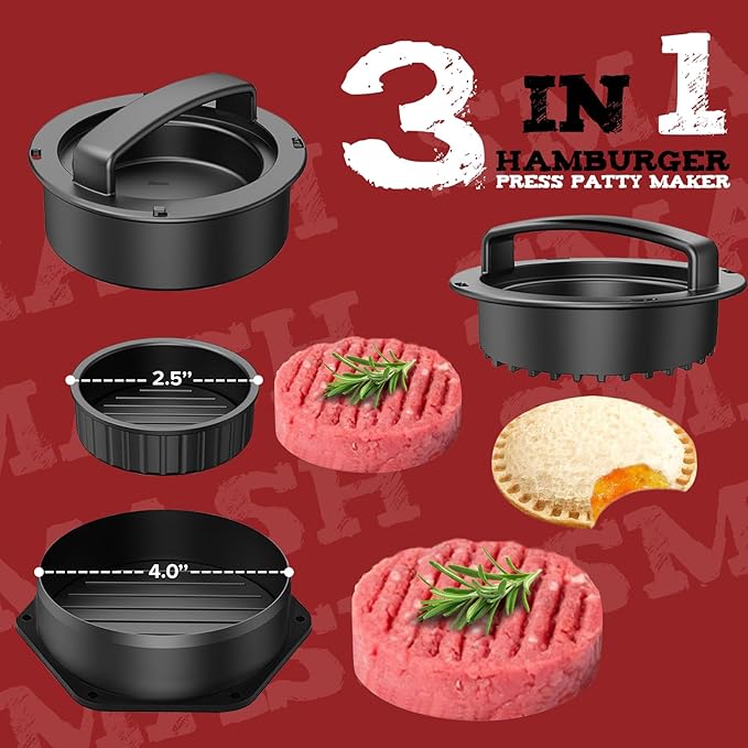 Set 3 en 1 Prensa para Hamburguesas de Hierro Fundido miniatura 5