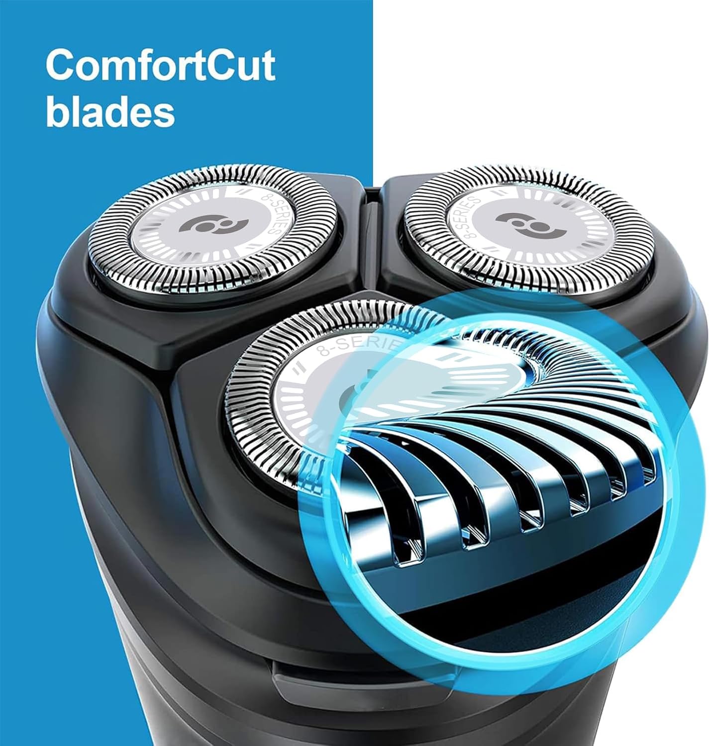 HQ8 Replacement Heads Compatible with Philips Norelco Aquatec Shaver, Blades for PT720 AT880 AT810, 8 Series 6-pc Pack