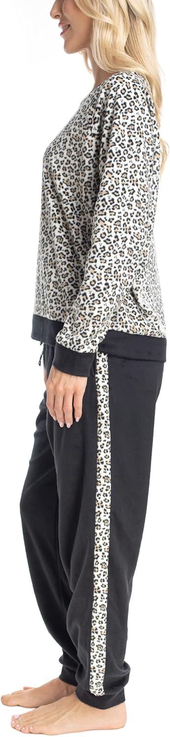 MUK LUKS Likely to Lounge Women's 2-Piece Pajama Set, Minky Fleece Long Sleeve and Jogger Pjs, Pijamas de Mujer