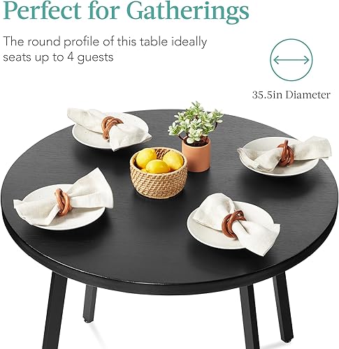 Miniatura 4 de Best Choice Products Mesa de comedor redonda con patas de acero - Negro Negro,Marrón,https://www.amazon.com/dp/undefined