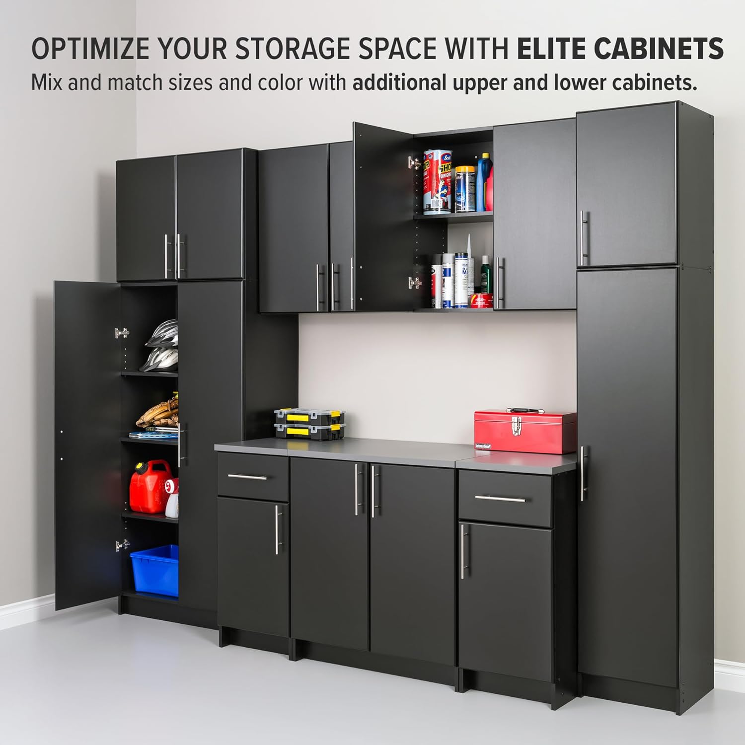 Prepac Elite 16" Stackable Wall Cabinet in Black