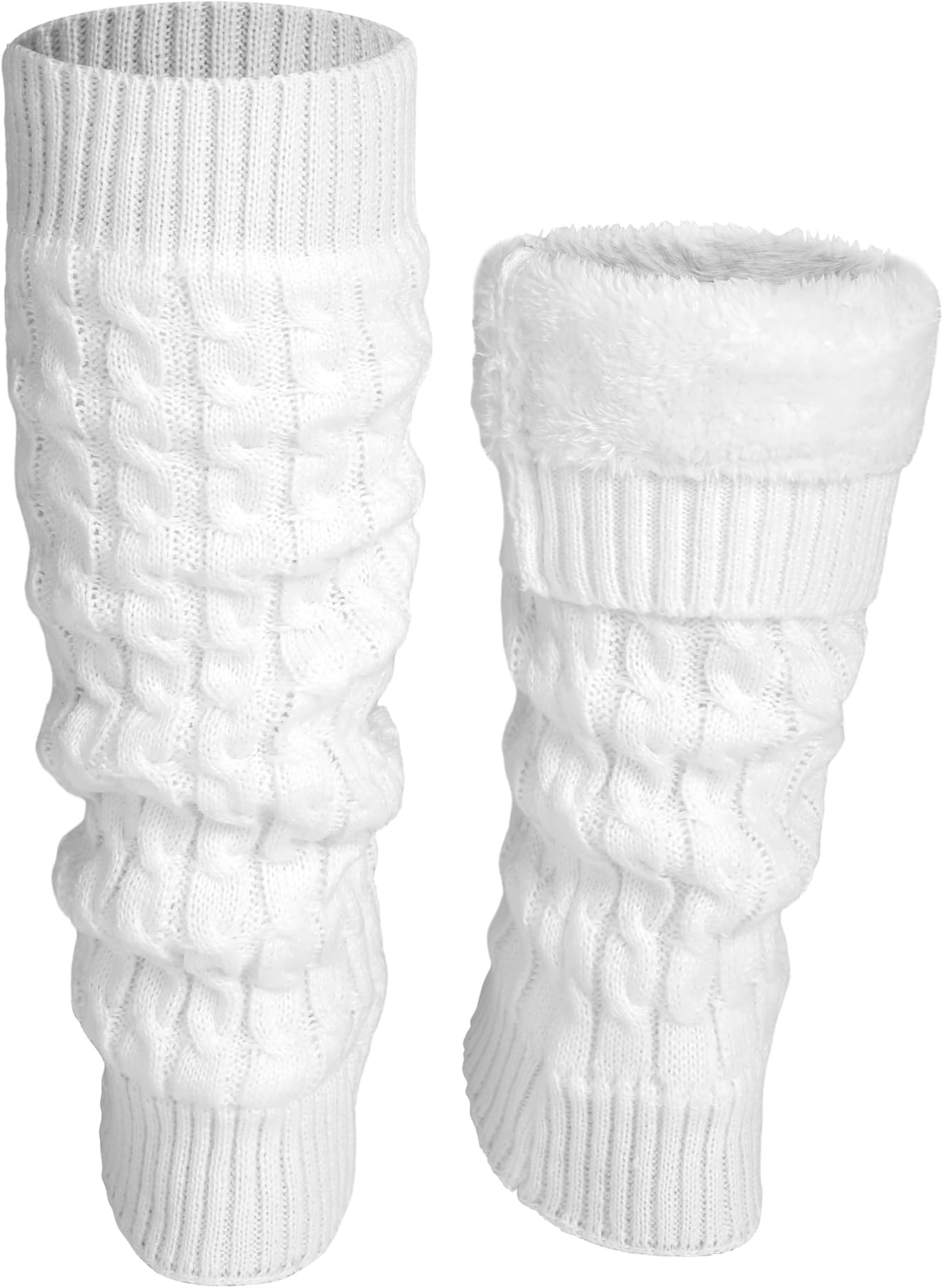 Winter Fleece Lined Leg Warmers for Women Knit Long Leg Warmers Warm Fleece Lined Boot Socks for Skating Daily Wear