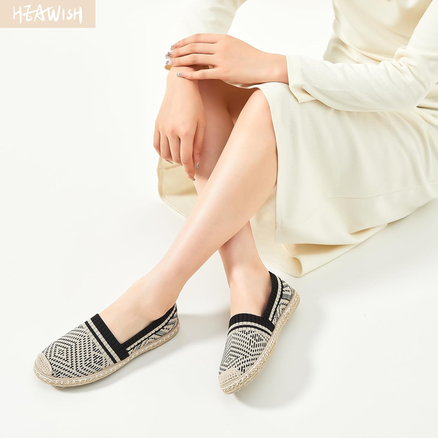 HEAWISH Ballet Flats for Women Loafer Slip on Shoes,Breathable Womens Shoes Dressy Casual Espadrilles for Women Rope Loafer Flats - Image 2