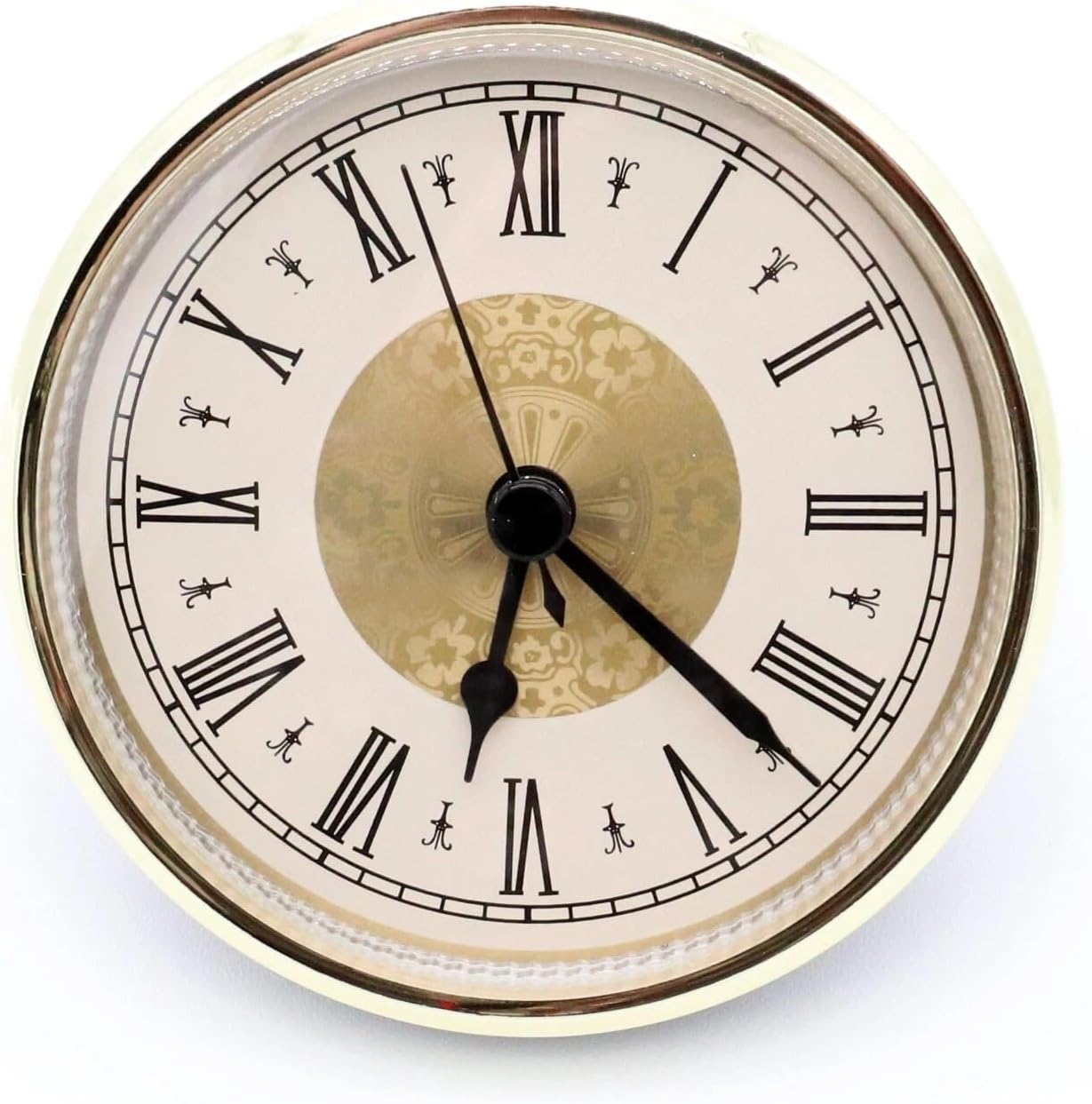 3 1/2" Quartz Clock Insert Fit Up Movement 90 mm Fancy Cream Roman