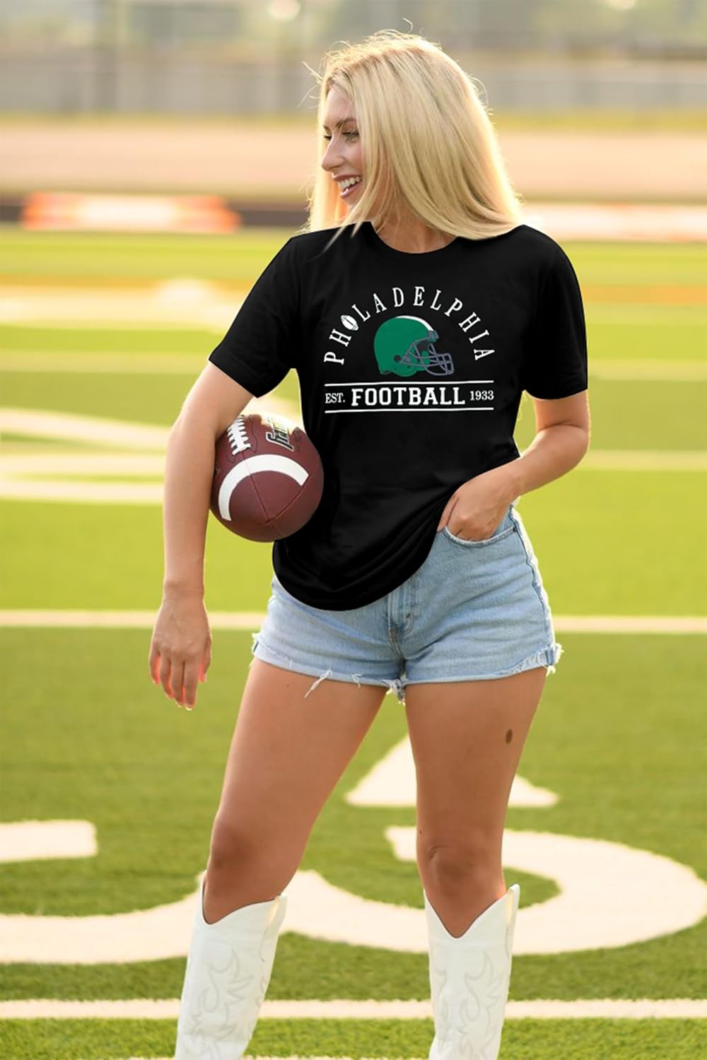 FAYALEQ Football Shirts for Women, Game Day Tshirt Football Outfits Sports Team Fan Gift Tee Shirt - Image 3
