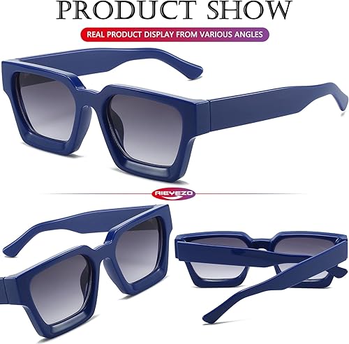 Miniatura 10 de AIEYEZO Gafas de sol cuadradas para mujeres y hombres marco grueso gafas de sol simples estilo diseñador