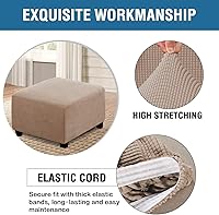 Vista 3 de ADPON Fundas otomanas cuadradas, fundas otomanas, protector de taburete de almacenamiento plegable, parte inferior elástica, tela jacquard de Arena