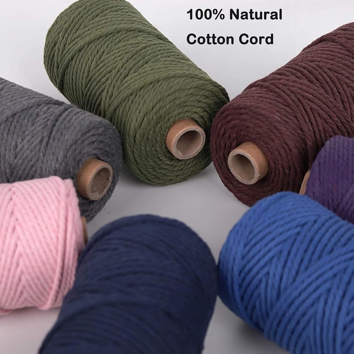 Macrame Cotton Cord, 2/3/4/5/6mm Natural Cotton Cord Perfect Macrame Supplies for Macrame Plant Hangers DIY Crafts (Natural White, 3mm*109Yards)